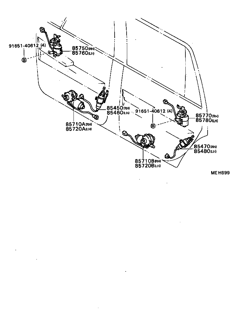 85720-40040 MOTOR ASSY, POWER WINDOW REGULATOR, REAR RH product image