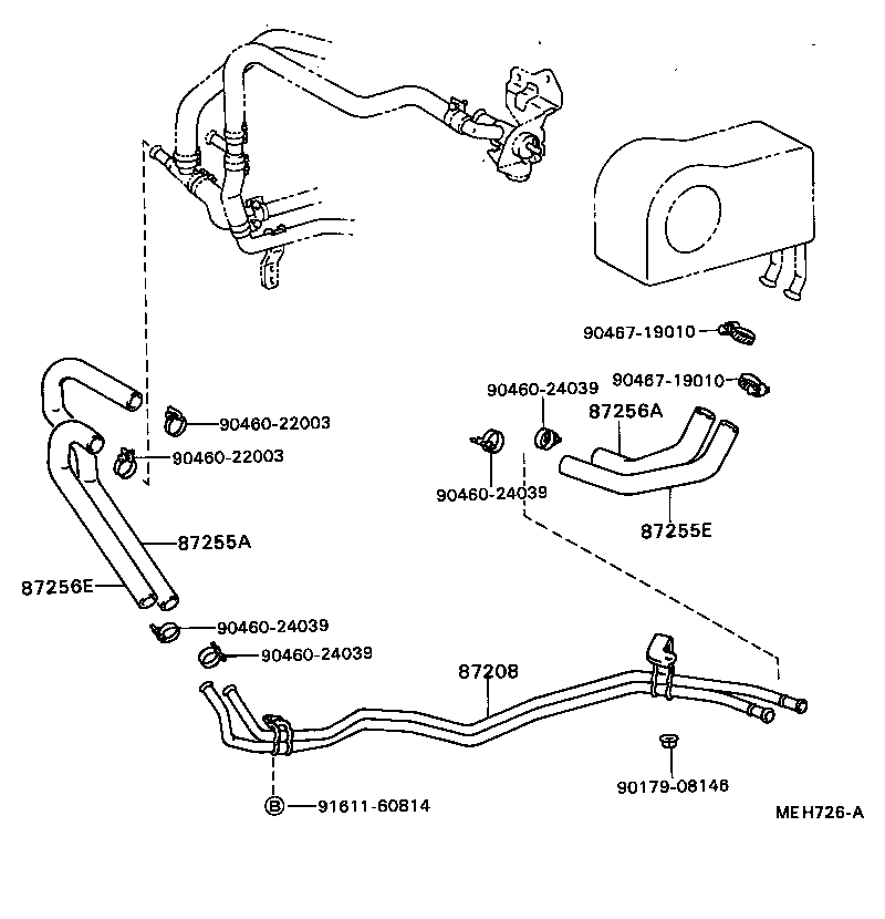 87245-89201 HOSE, REAR HEATER WATER OUTLET, E (TO ENGINE) product image