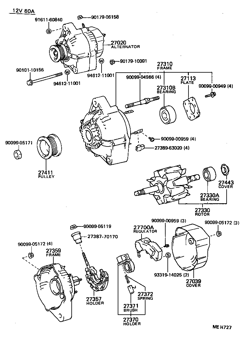 27060-72062 ALTERNATOR ASSY product image