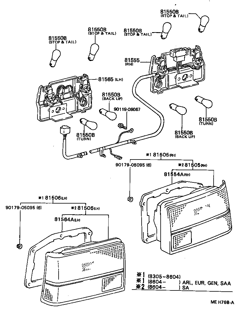 81550-80249 LAMP ASSY, REAR COMBINATION, RH product image