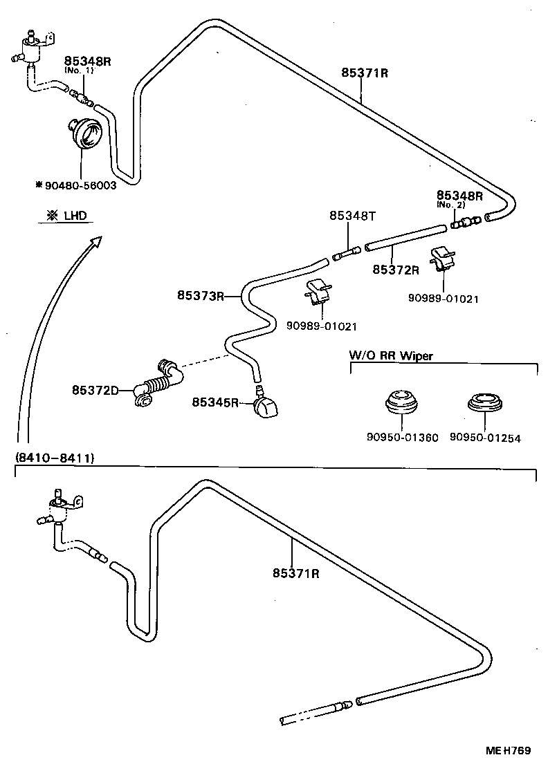 90099-33445 HOSE, REAR WASHER (FROM MOTOR TO JOINT) product image