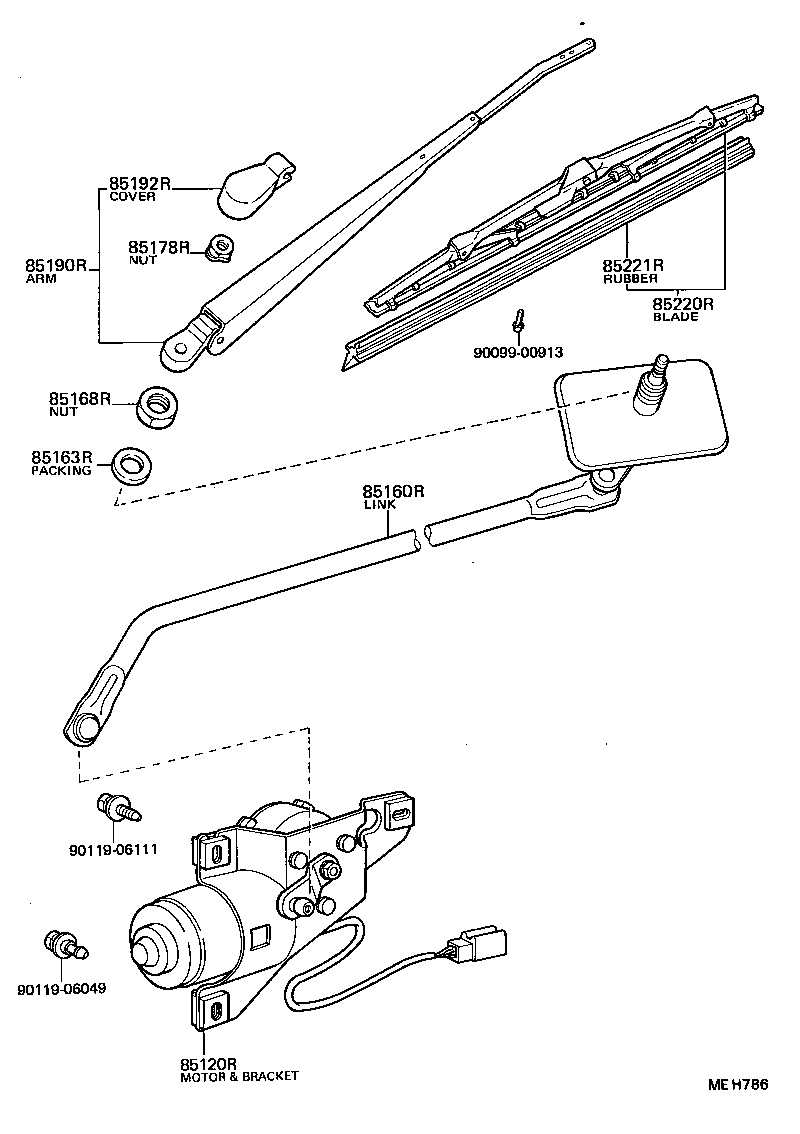 90099-01458 WASHER, REAR WIPER LINK PIVOT, NO.2 product image