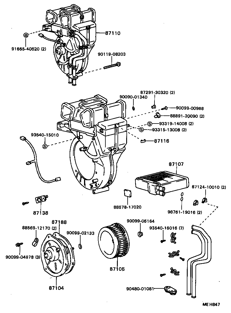 87107-90B02 UNIT SUB-ASSY, HEATER RADIATOR product image