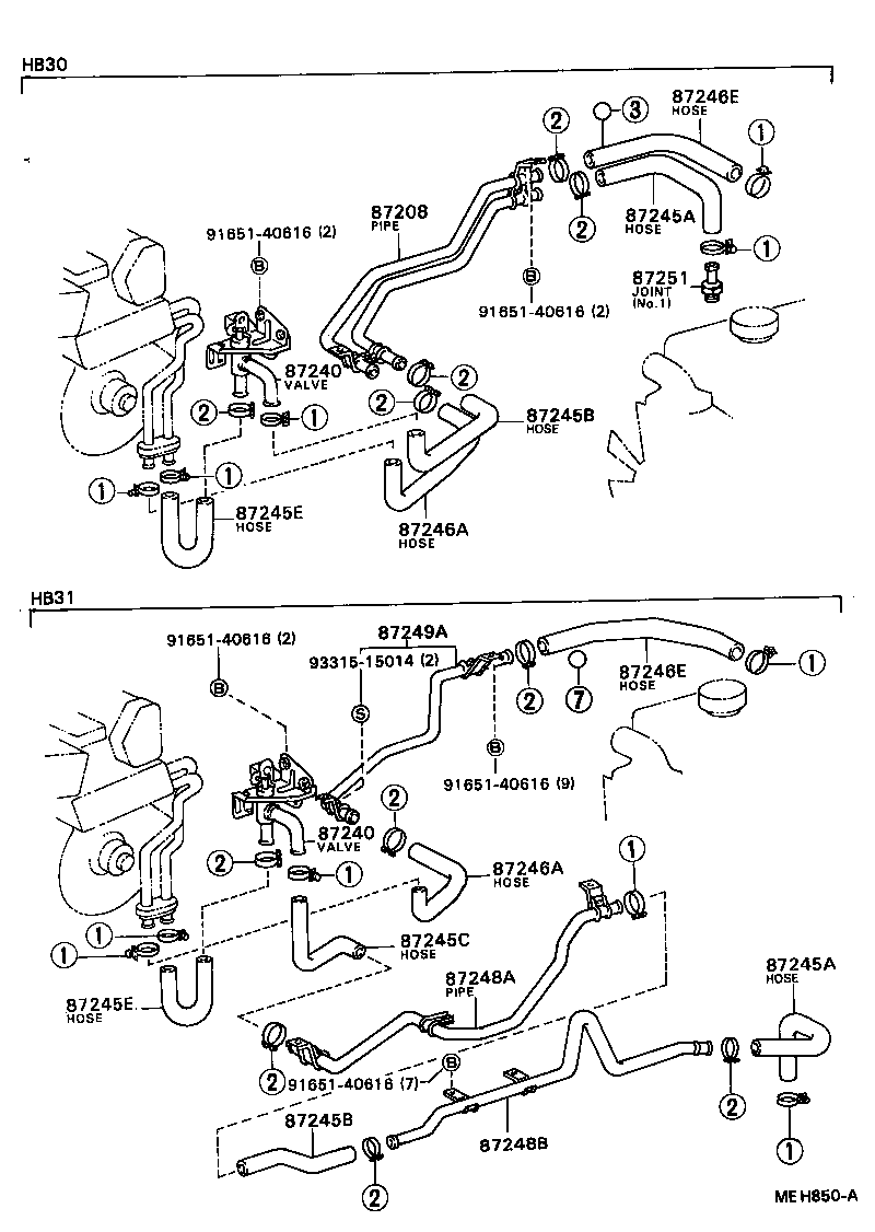 87245-90B07 HOSE, REAR HEATER WATER OUTLET, E (TO ENGINE) product image