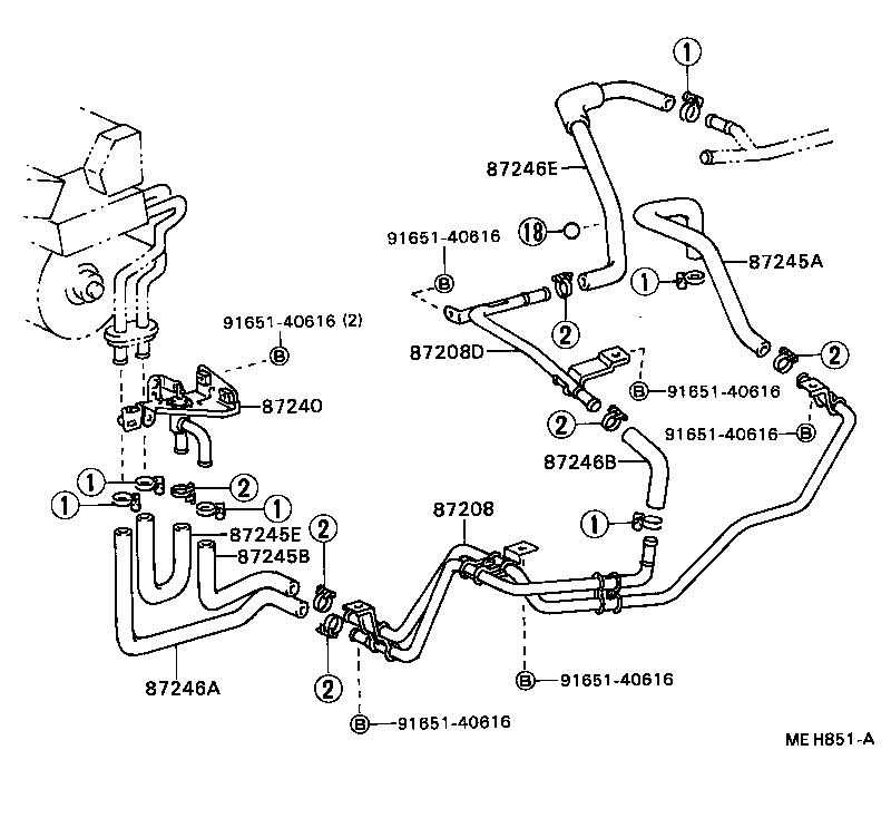 87245-90B07 HOSE, REAR HEATER WATER OUTLET, E (TO ENGINE) product image
