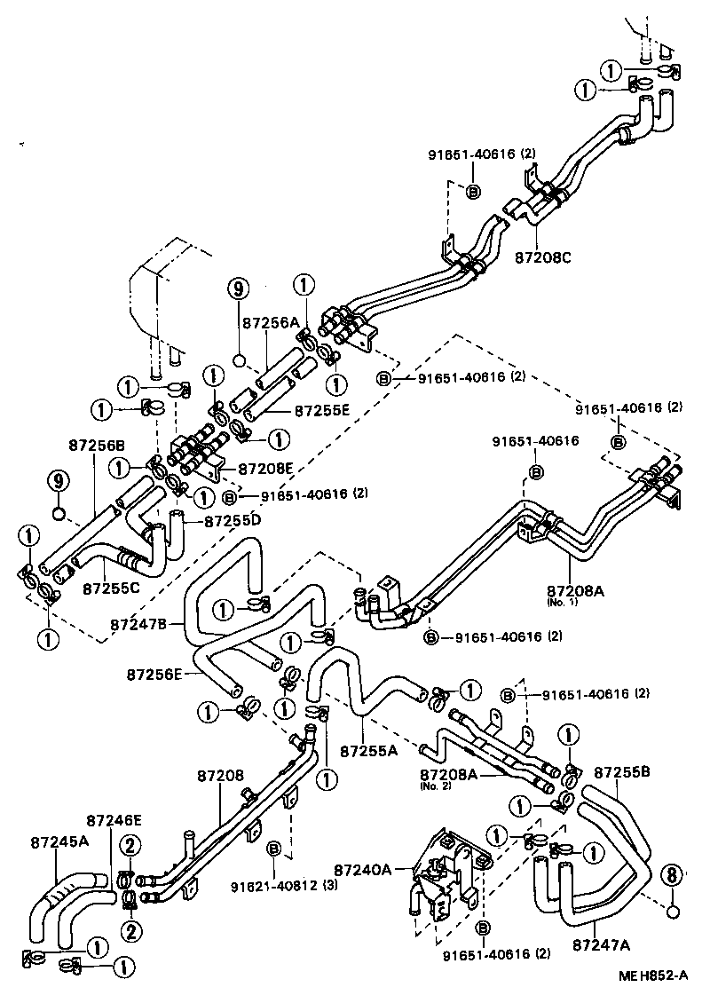 87245-90B07 HOSE, REAR HEATER WATER OUTLET, E (TO ENGINE) product image