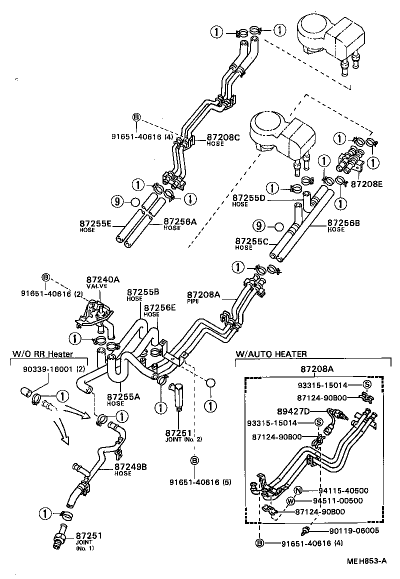 87245-90B07 HOSE, REAR HEATER WATER OUTLET, E (TO ENGINE) product image