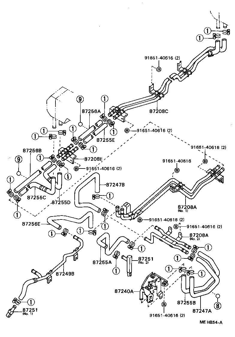 87245-90B07 HOSE, REAR HEATER WATER OUTLET, E (TO ENGINE) product image