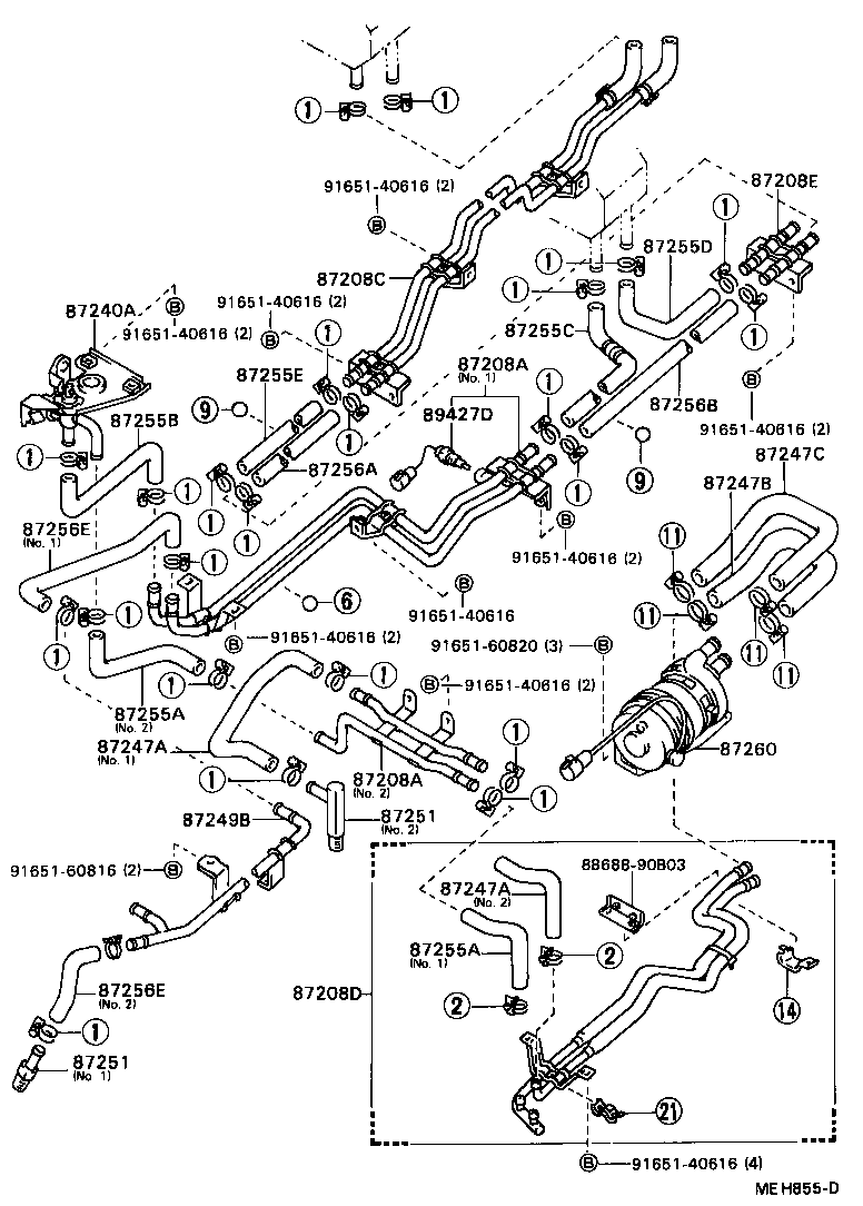 87245-90B07 HOSE, REAR HEATER WATER OUTLET, E (TO ENGINE) product image