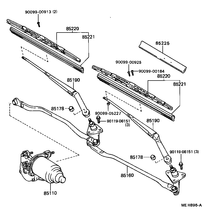 85110-32201 MOTOR ASSY, WINDSHIELD WIPER product image