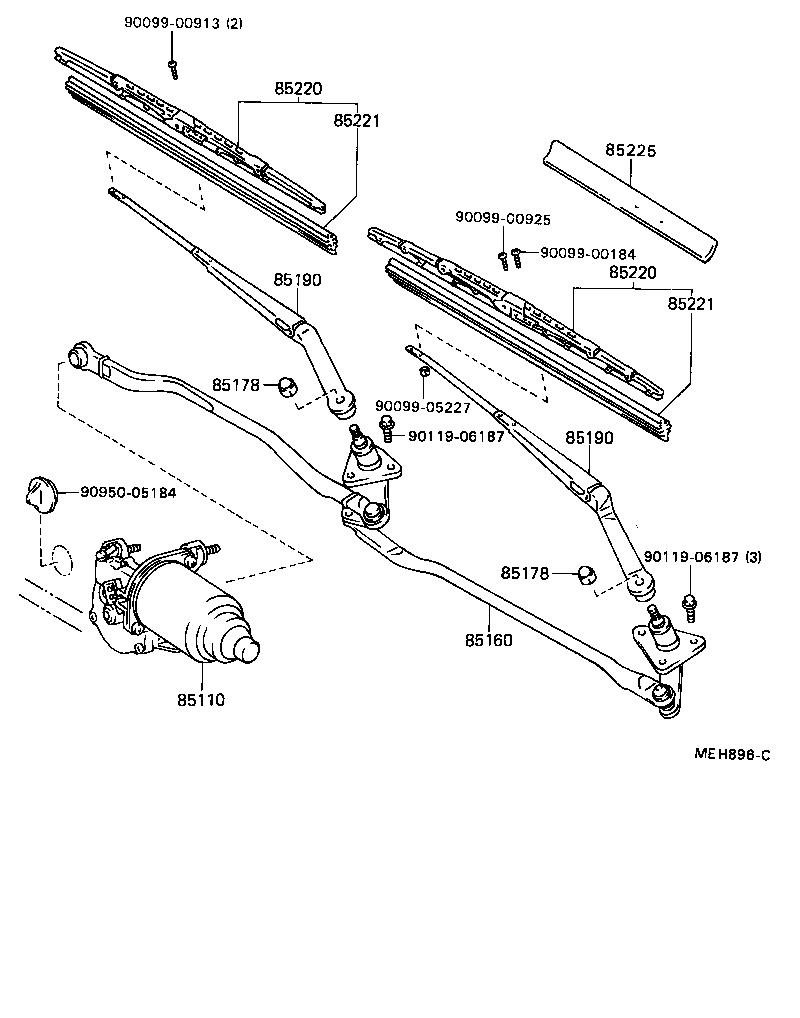 85110-32202 MOTOR ASSY, WINDSHIELD WIPER product image