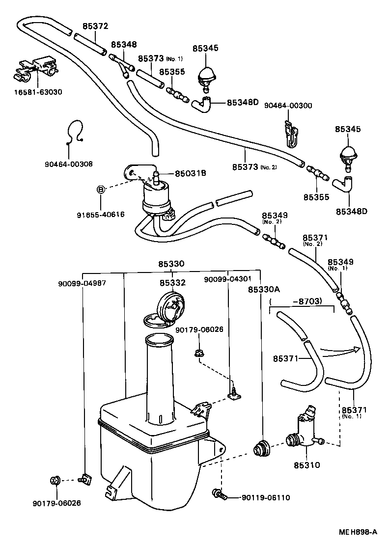 90099-32299 HOSE, WINDSHIELD WASHER (FROM MOTOR TO JOINT) product image