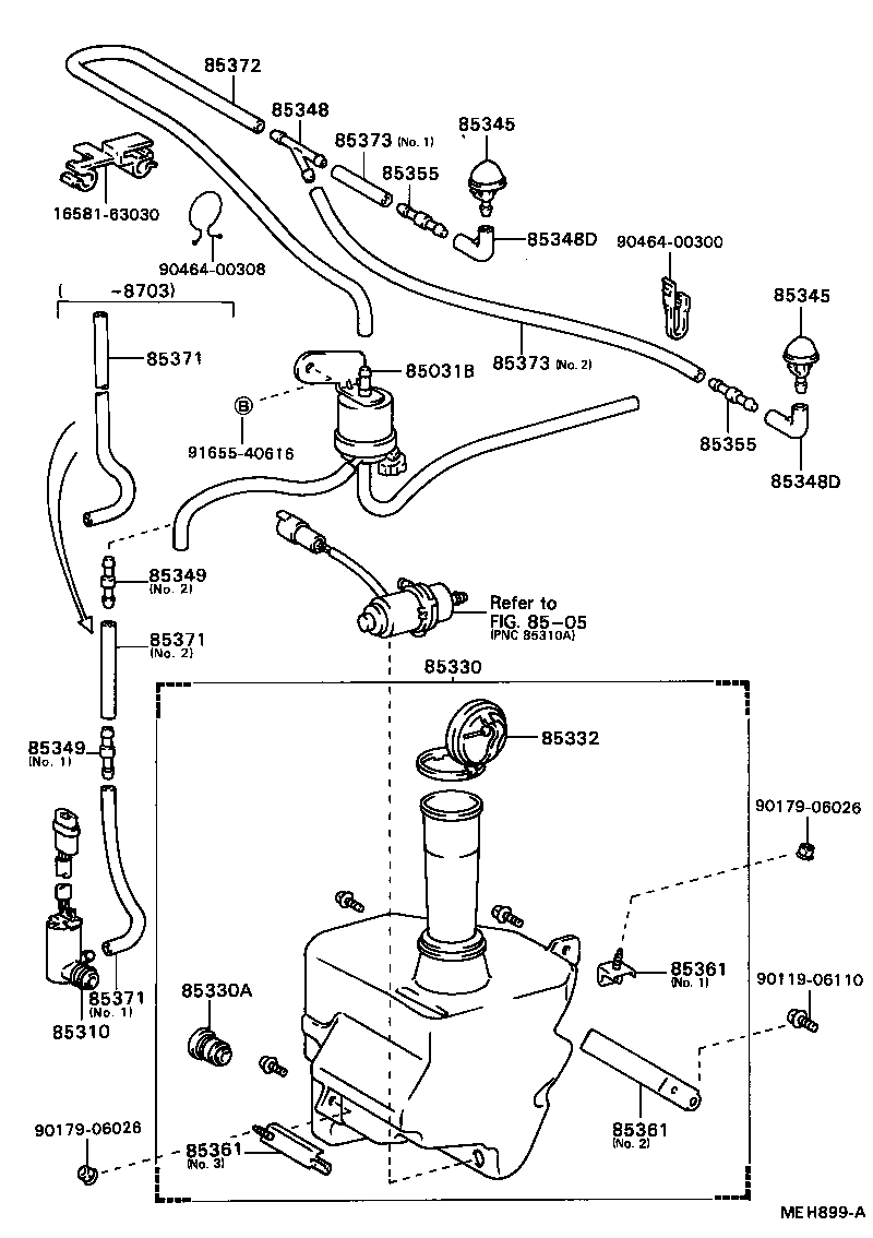 90099-32299 HOSE, WINDSHIELD WASHER (FROM MOTOR TO JOINT) product image
