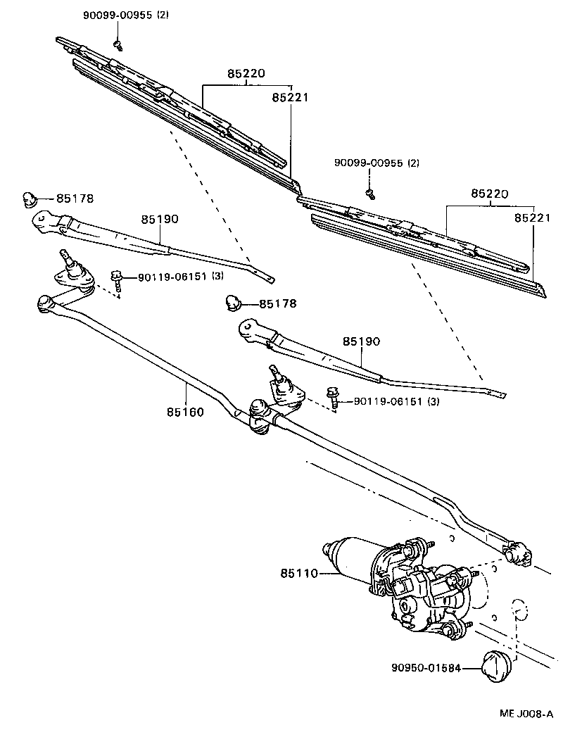 85190-32260 ARM ASSY, WINDSHIELD WIPER product image