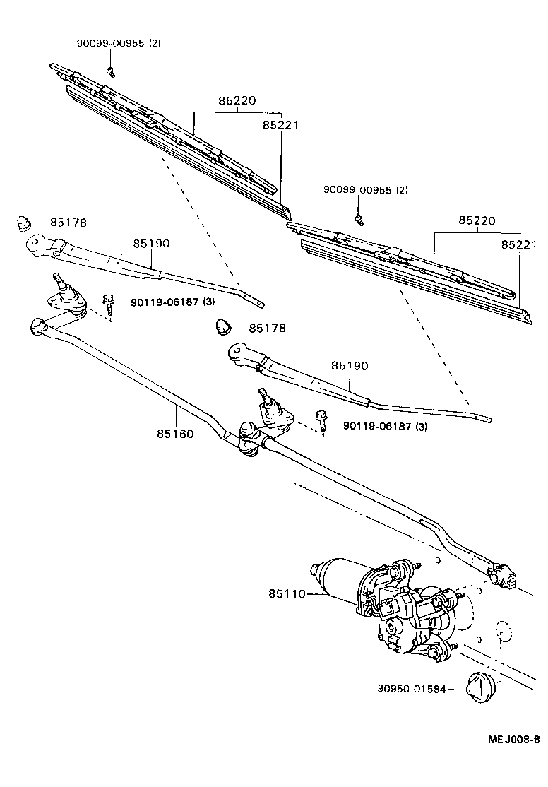 85190-32261 ARM ASSY, WINDSHIELD WIPER product image