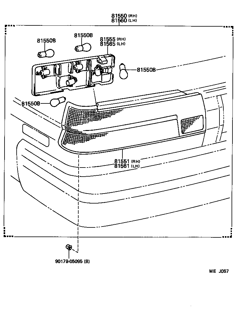 81550-16370 LAMP ASSY, REAR COMBINATION, RH product image