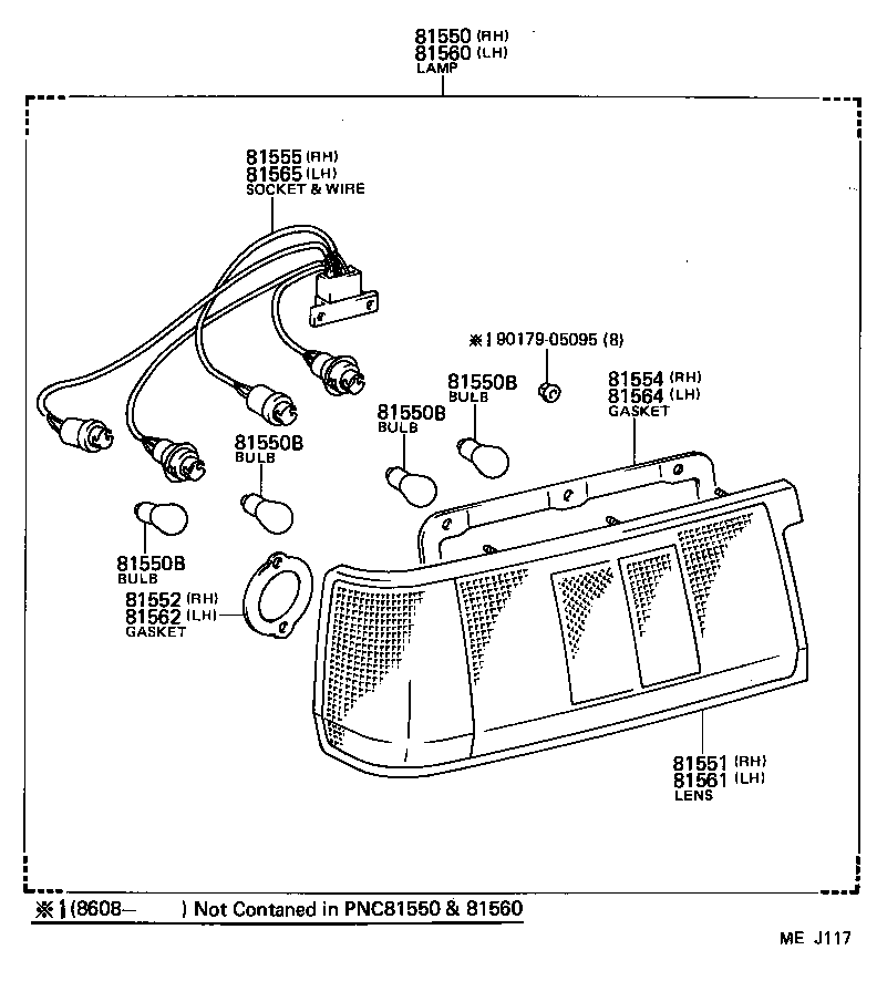 81550-80204 LAMP ASSY, REAR COMBINATION, RH product image
