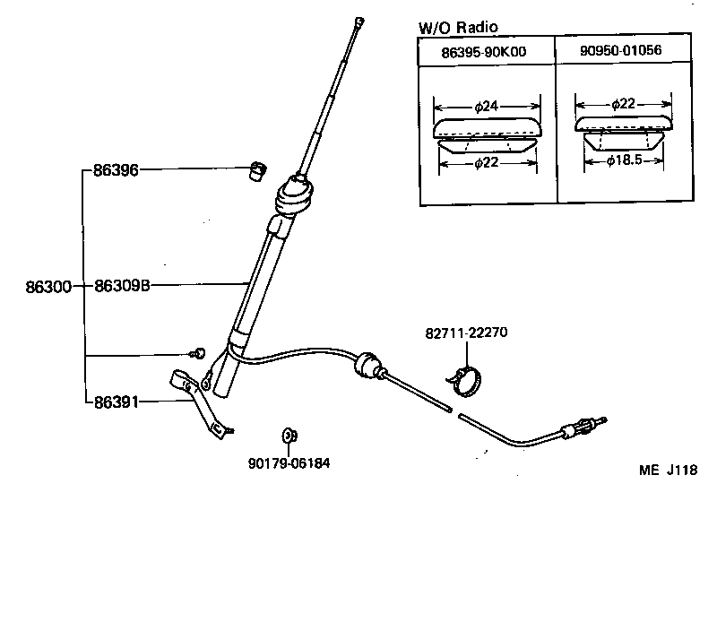 86309-90K02 POLE SUB-ASSY, PULL TOP ANTENNA product image