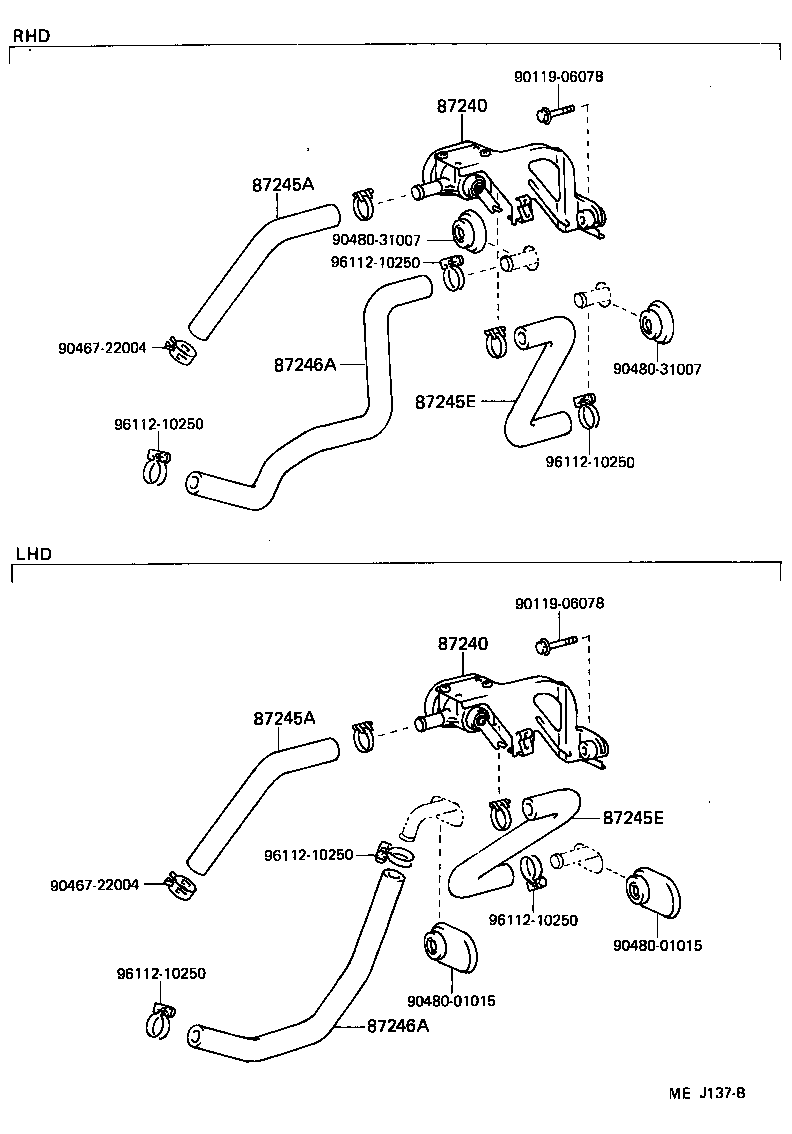 87245-10370 HOSE, HEATER WATER, OUTLET A product image