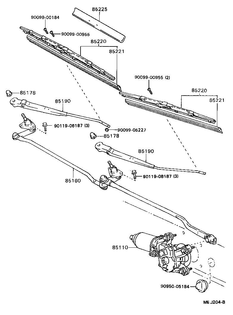 85110-32202 MOTOR ASSY, WINDSHIELD WIPER product image