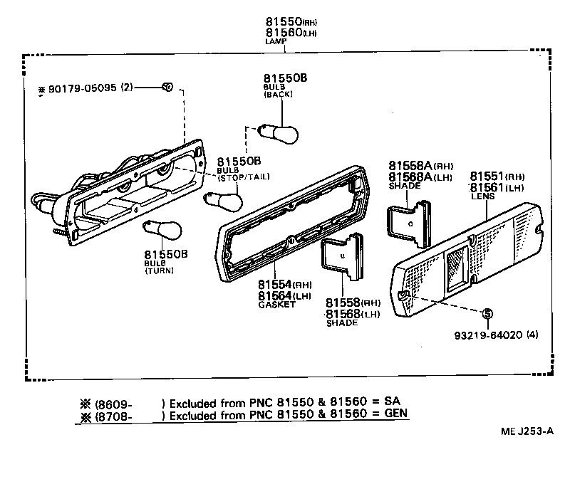 81550-95A09 LAMP ASSY, REAR COMBINATION, RH product image