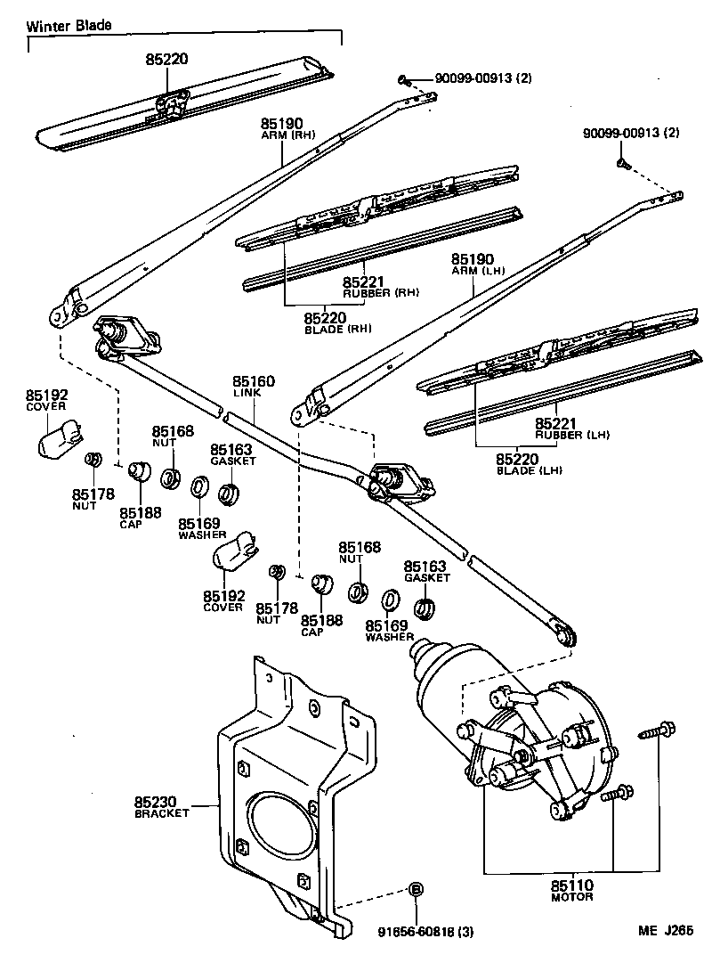 85110-95J04 MOTOR ASSY, WINDSHIELD WIPER product image