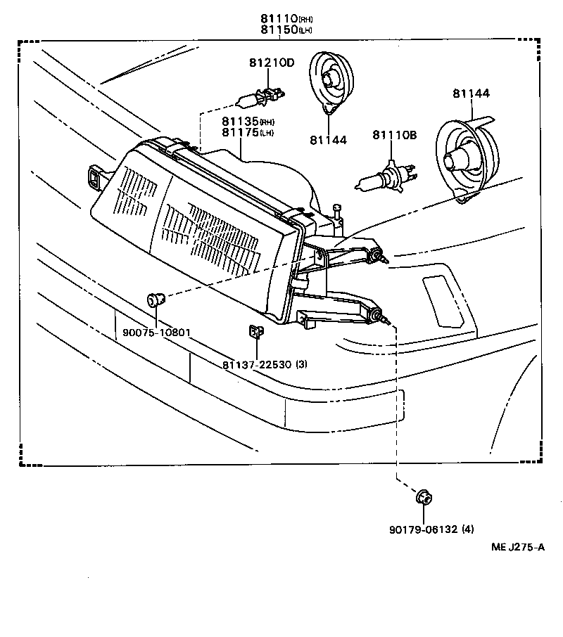 81130-32151 UNIT ASSY, HEADLAMP, RH product image