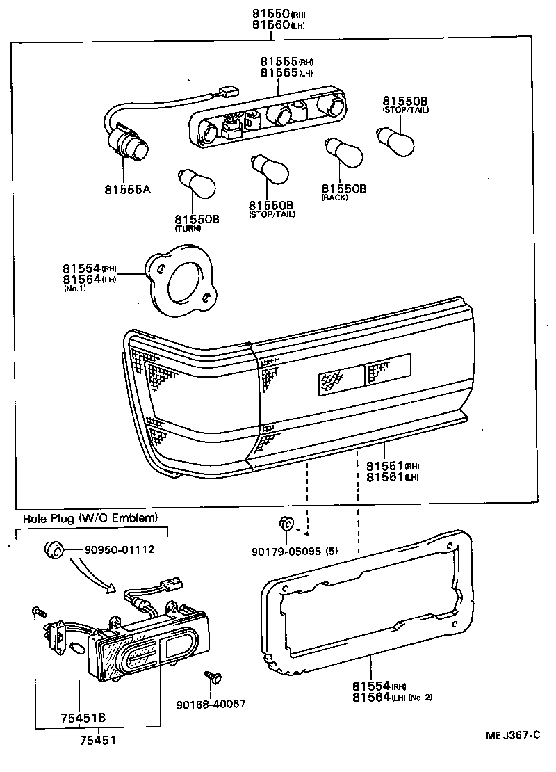 81565-20671 SOCKET & WIRE SUB-ASSY, REAR COMBINATION LAMP, LH product image