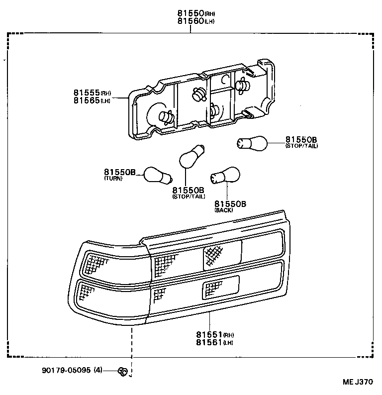 81550-20671 LAMP ASSY, REAR COMBINATION, RH product image
