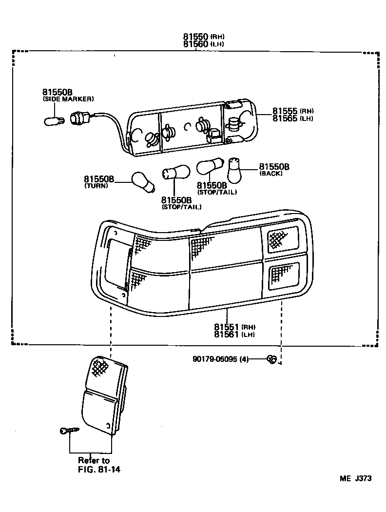 81560-20641 LAMP ASSY, REAR COMBINATION, LH product image