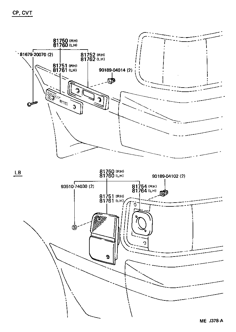 Toyota 81754-20071 GASKET, REAR SIDE MARKER LAMP BODY, RH