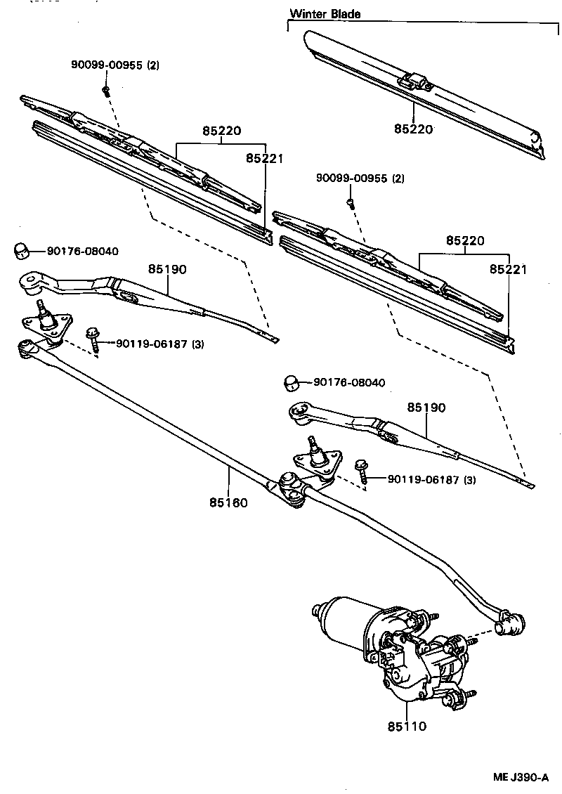 85110-20432 MOTOR ASSY, WINDSHIELD WIPER product image