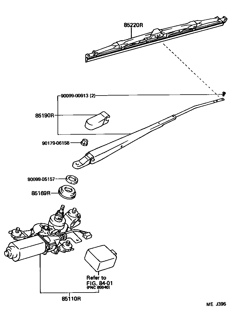 85110-20571 MOTOR ASSY, REAR WIPER product image