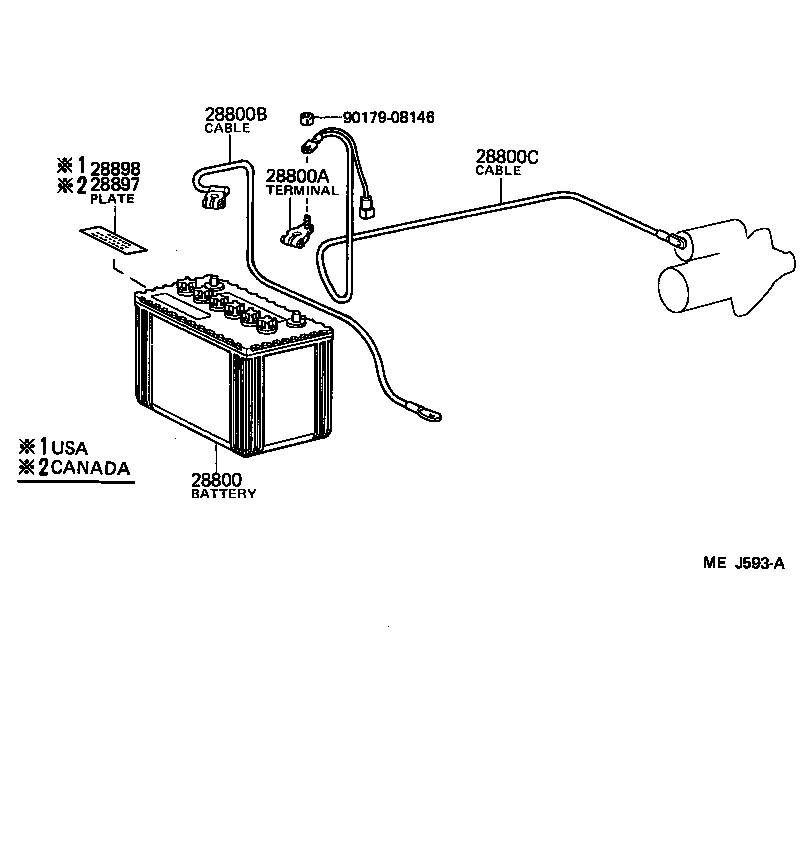 Toyota 82122-90A01 CABLE, BATTERY TO STARTER(FOR BATTERY TO MAIN SWITCH)