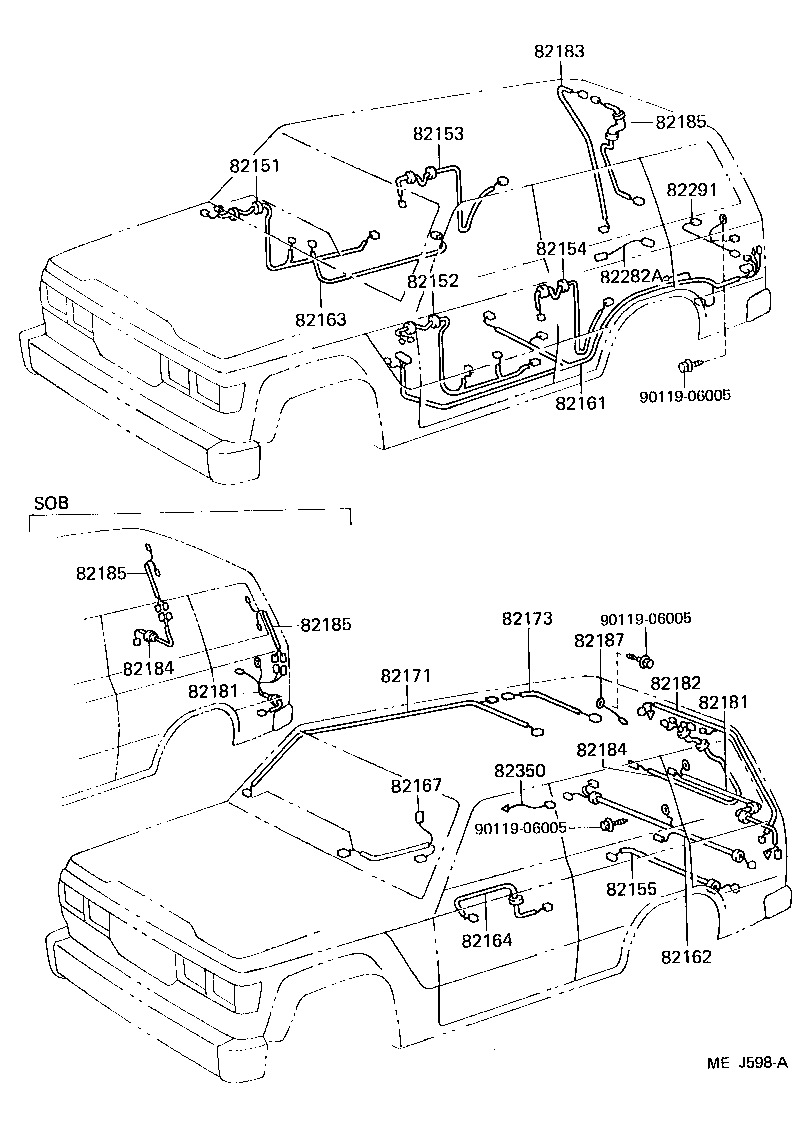 82172-90A02 WIRE, ROOF, NO.2 product image