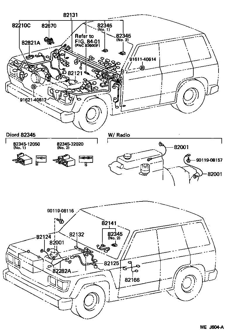 Toyota 82154-90A03 WIRE, REAR DOOR, NO.1