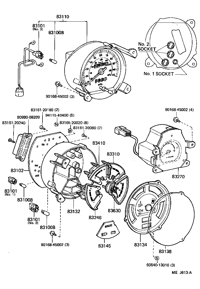 Toyota 83110-90A46 SPEEDOMETER ASSY