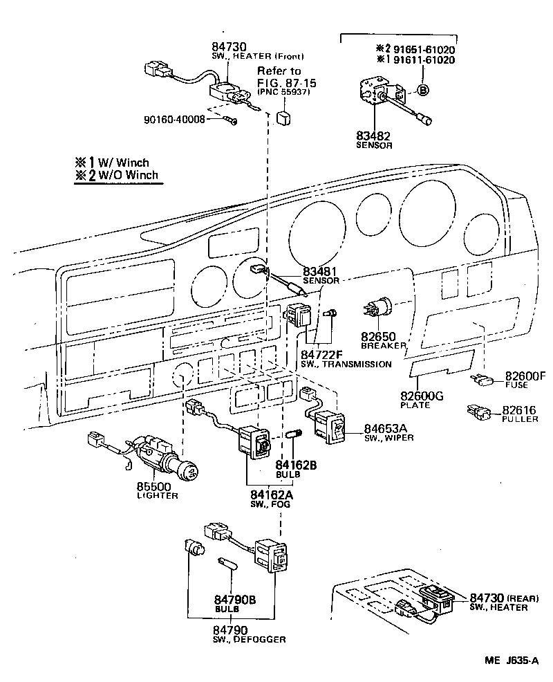 84160-90A03 SWITCH, REAR FOG LAMP product image