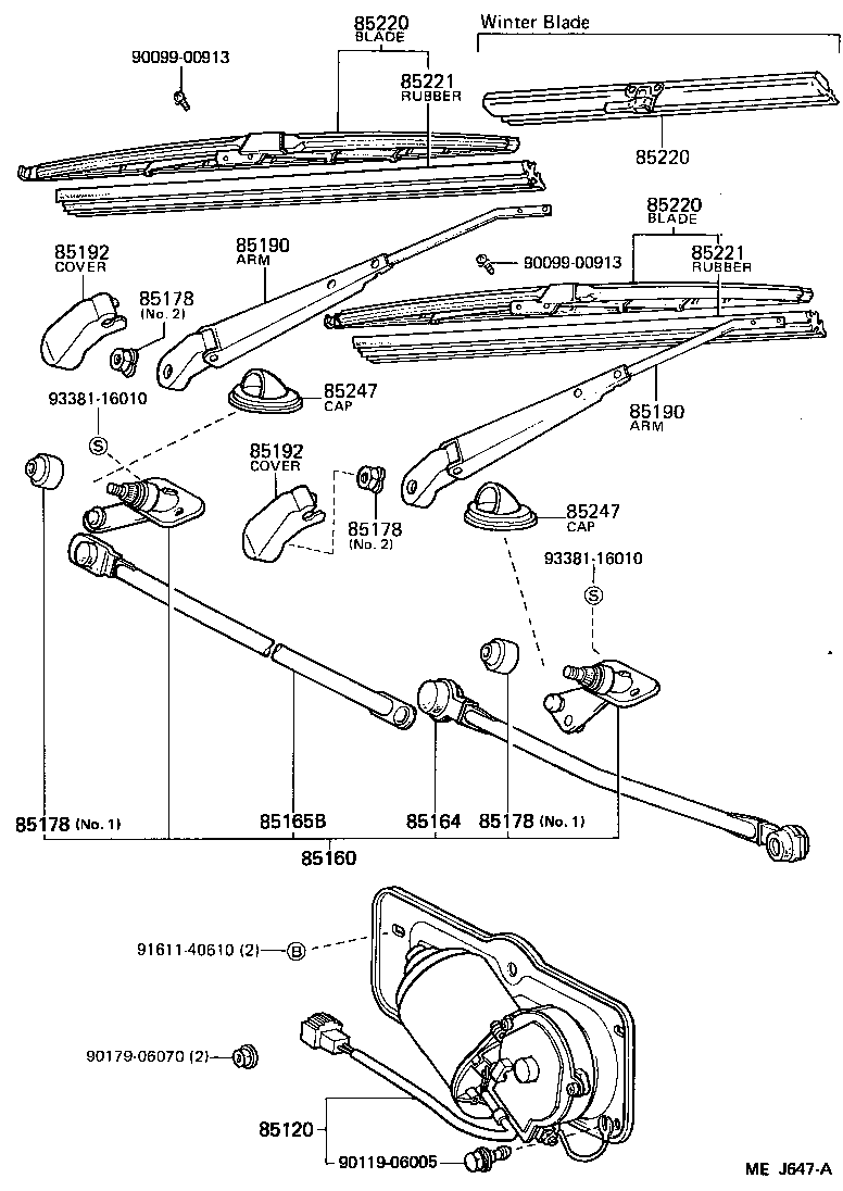 85120-90A32 MOTOR AND BRACKET ASSY, WINDSHIELD WIPER product image