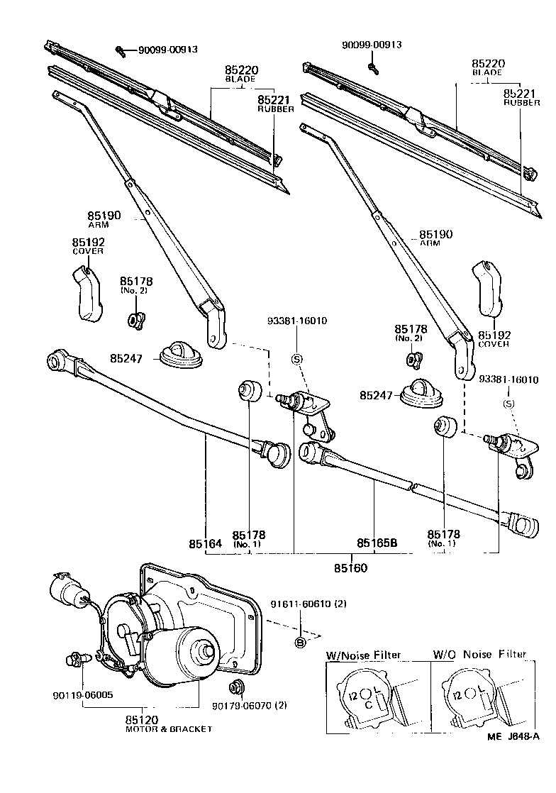 85120-90A30 MOTOR AND BRACKET ASSY, WINDSHIELD WIPER product image
