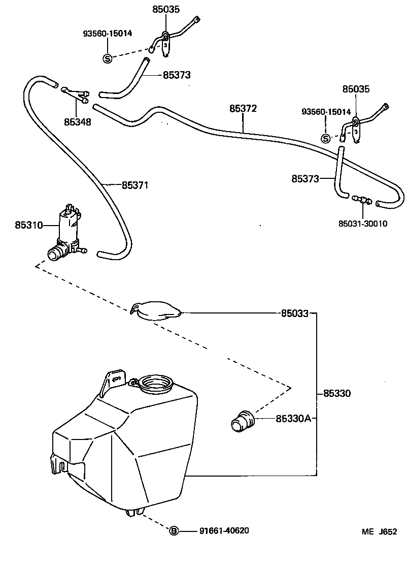 95420-04600 HOSE, WINDSHIELD WASHER (FROM JOINT TO JOINT), NO.1 product image
