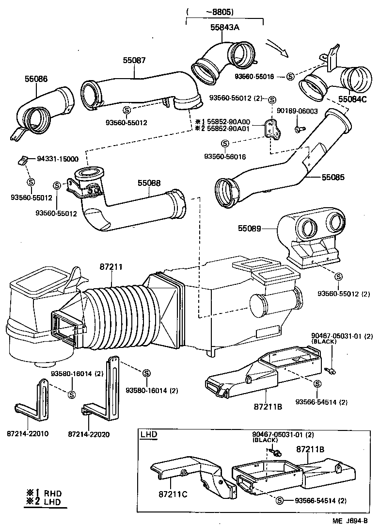 55084-90A02 DUCT SUB-ASSY, HEATER TO REGISTER, NO.1 product image