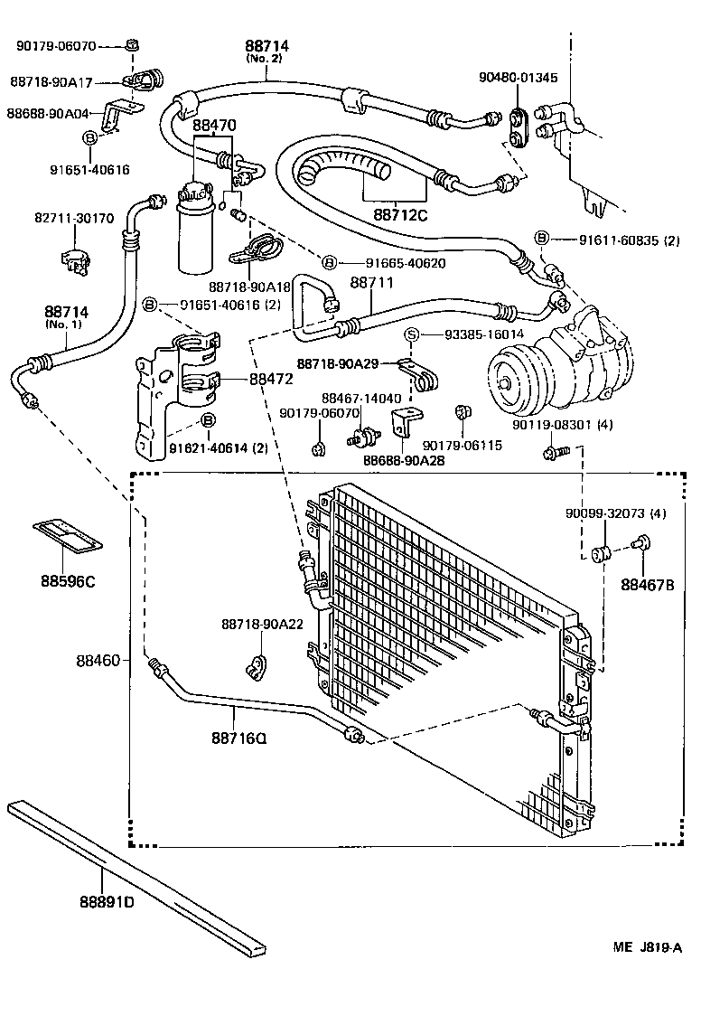 Toyota 88460-90A14 CONDENSER ASSY, COOLER