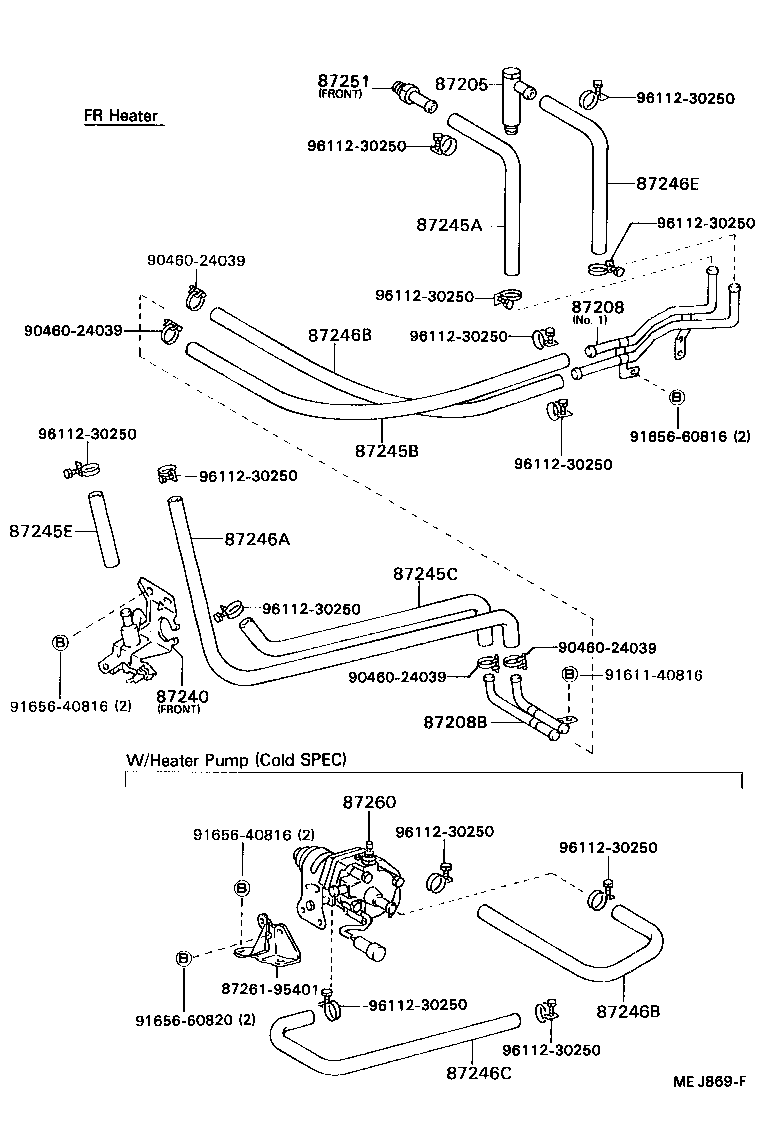 87245-92624 HOSE, REAR HEATER WATER OUTLET, E (TO ENGINE) product image