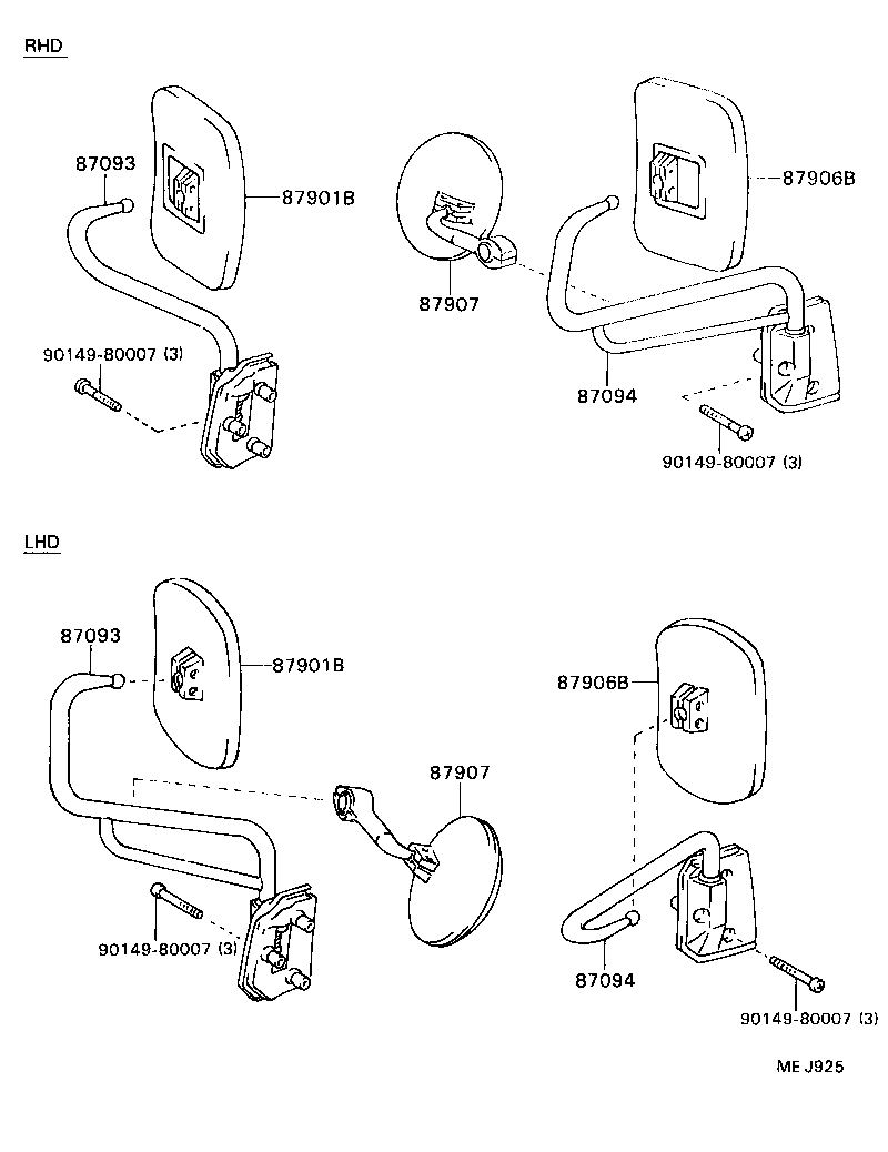 87901-37010 MIRROR SUB-ASSY, OUTER REAR VIEW, RH product image