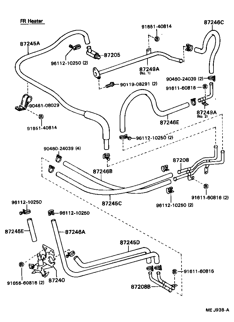 87245-95477 HOSE, REAR HEATER WATER OUTLET, E (TO ENGINE) product image