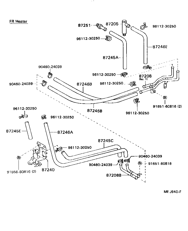 87208-95413 PIPE SUB-ASSY, HEATER WATER product image