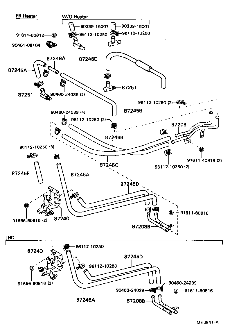 87245-95477 HOSE, REAR HEATER WATER OUTLET, E (TO ENGINE) product image