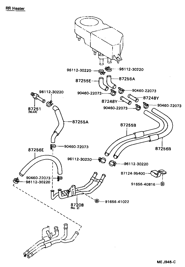 87245-92624 HOSE, REAR HEATER WATER OUTLET, E (TO ENGINE) product image
