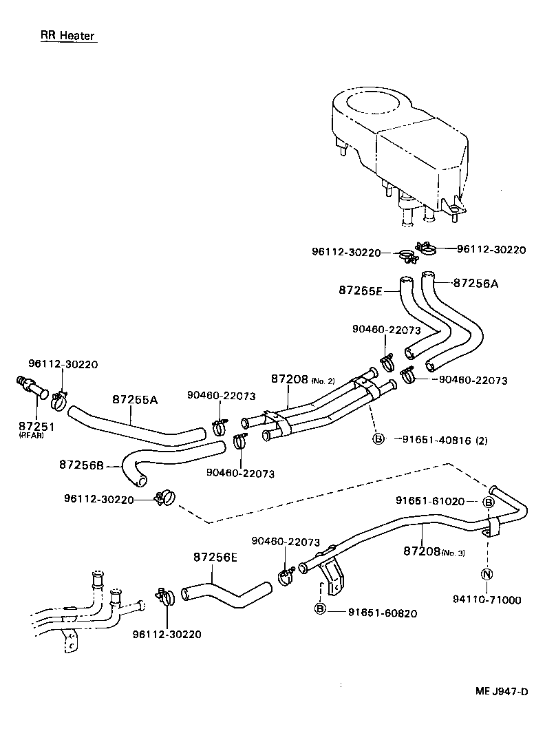 87245-92624 HOSE, REAR HEATER WATER OUTLET, E (TO ENGINE) product image